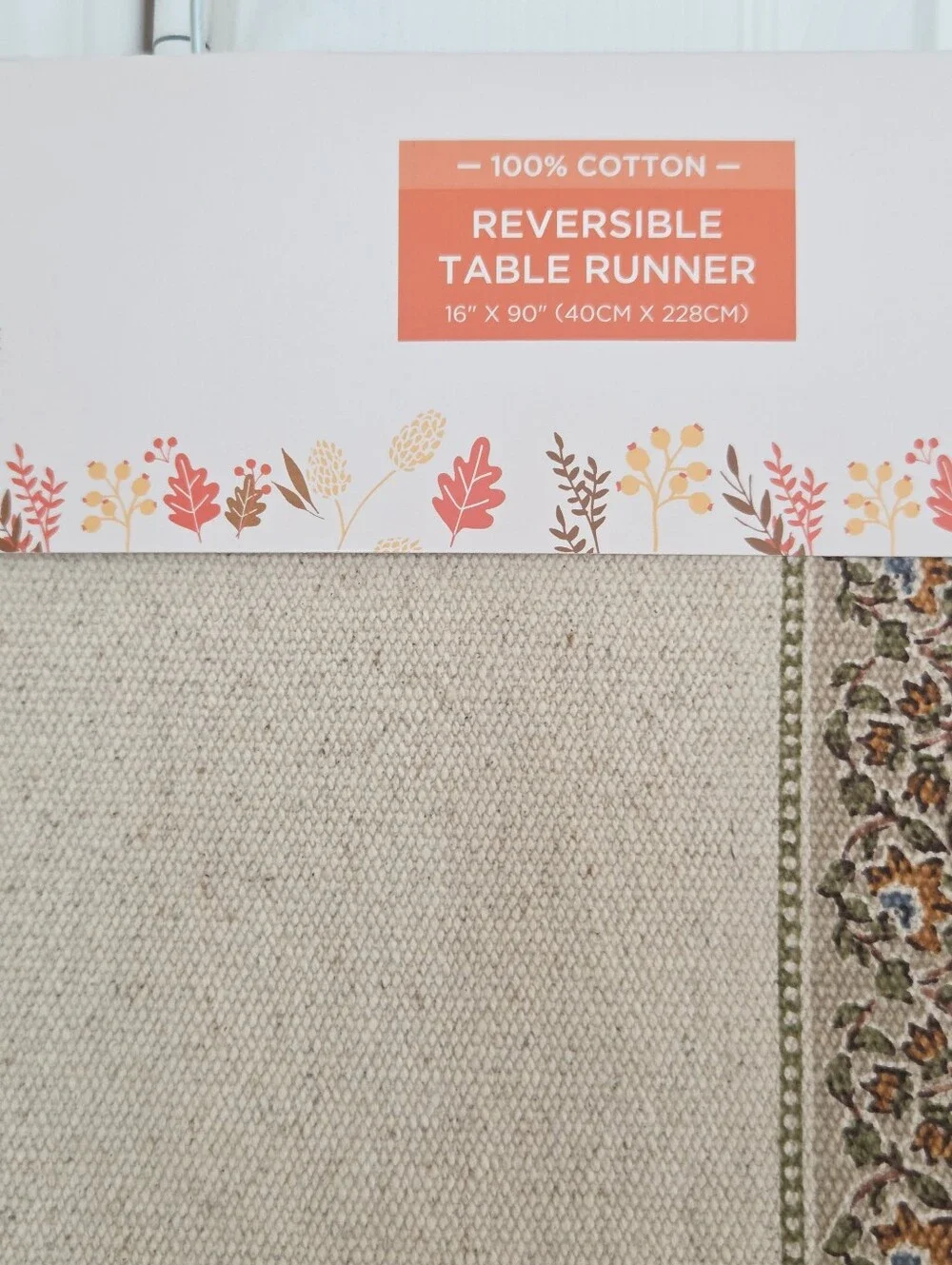 Rachel Ashwell Farmhouse Reversible Table Runner Pumpkin Autumn Harvest 16x90